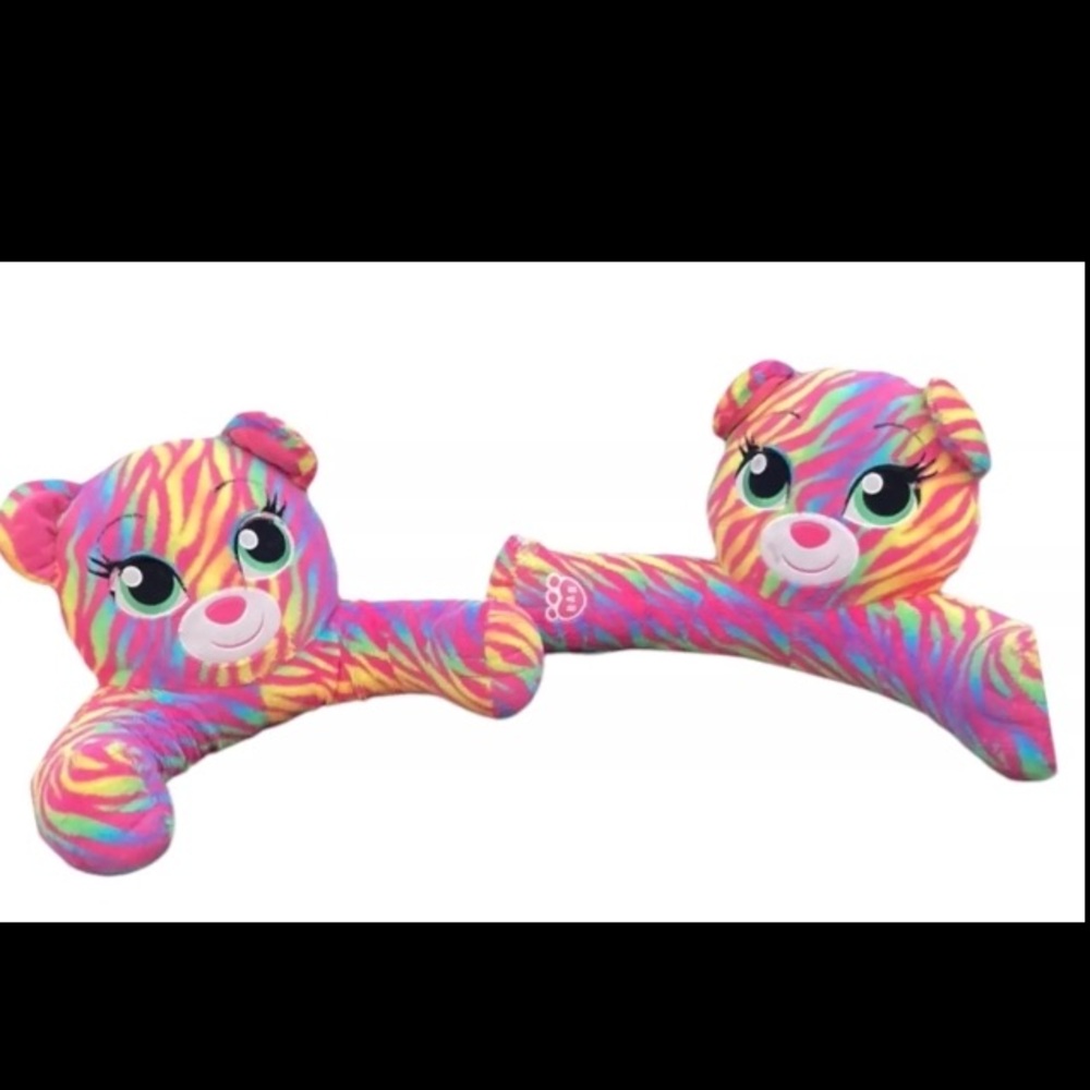 2 Build A Bear Backrest Plush Pillow tie dye rainbow bear Gaming Cushion Cute